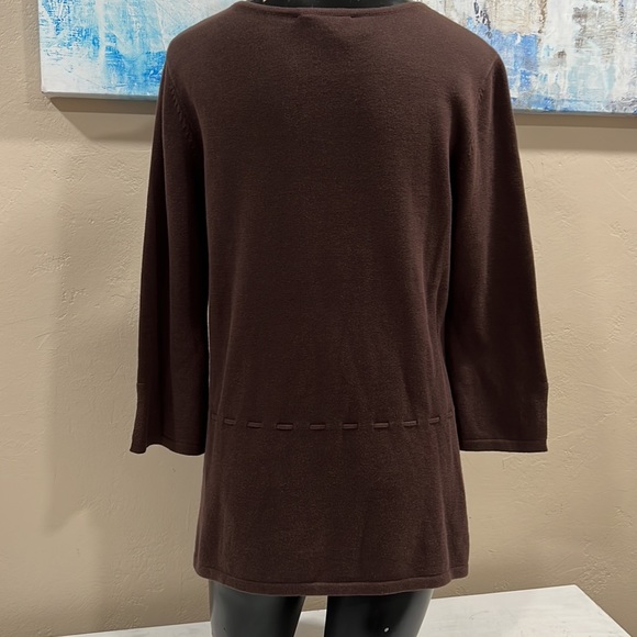 Cynthia Rowley woman’s small brown 3/4 sleeve lightweight sweater fall floral - Picture 5 of 5
